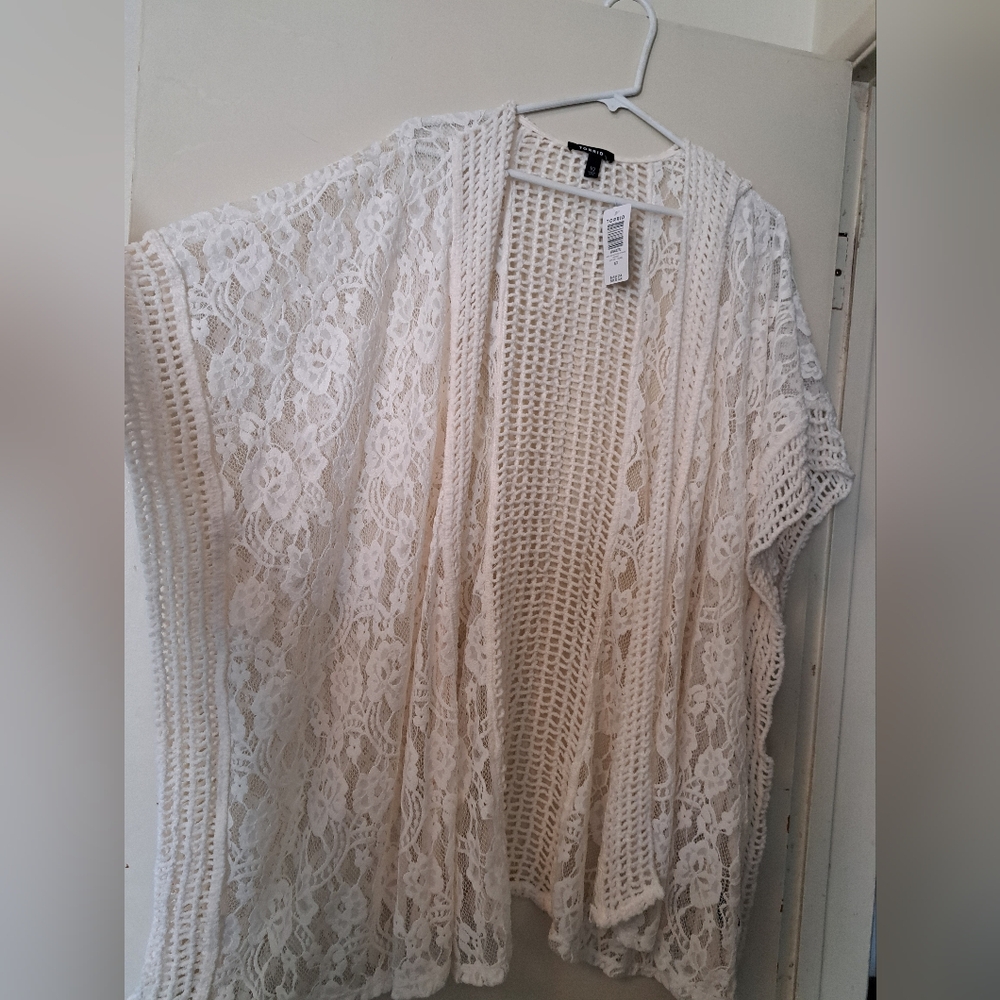 NWT Torrid Kimono Lace Cream 1